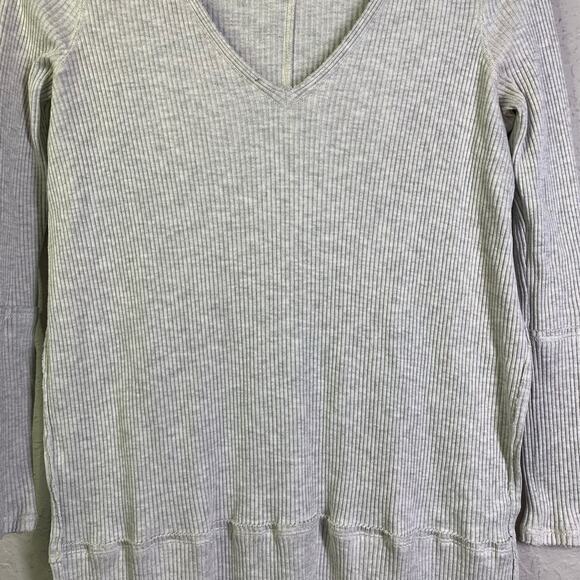 WE THE FREE PEOPLE Top Blouse Ribbed Thermal V-Neck Peplum Full Side Slits SM - Picture 5 of 14